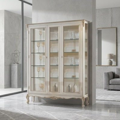Glas Vitrine 2 Tür Holz Vitrinen Wohnzimmer Schränke Design Möbel Neu