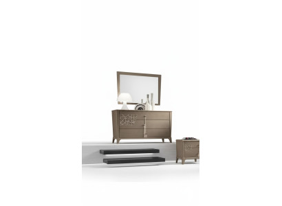 Kommode Spiegel Neu Luxus Komplettes Schlafzimmer Set Sideboard braun 2tlg