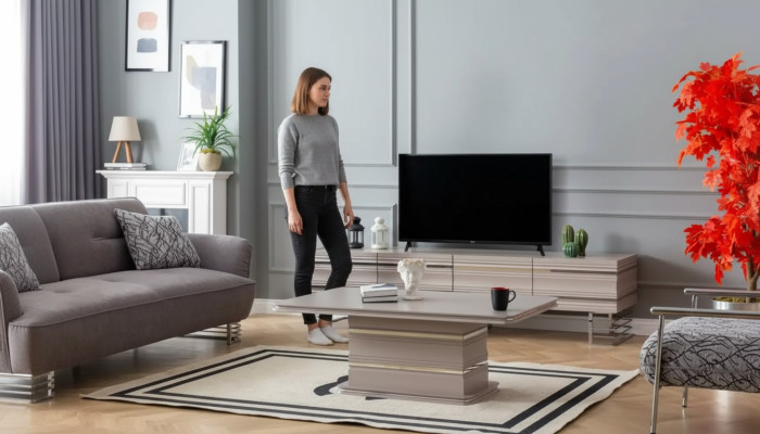 Wohnwand TV Staender Couchtisch Set Wohnmöbel Praktisch Wohnzimmer