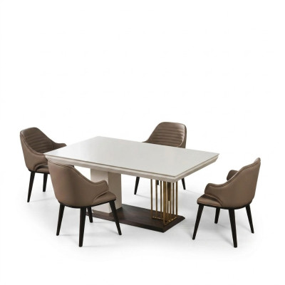 Esszimmer Möbel Designer Esstisch 4x Stühle Komplette Garnitur 5tlg Set