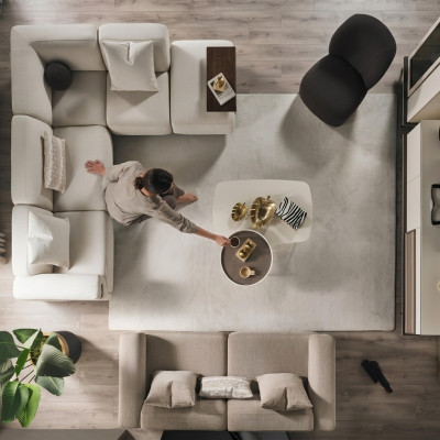 Beiges Ecksofa Luxus L-Form Couch Designer Sessel Luxuriöse Polstermöbel