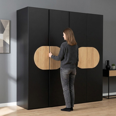 Schwarzer Kleiderschrank Moderne Schlafzimmer Möbel Luxus Holz Schrank