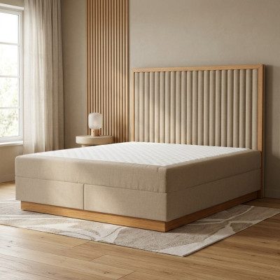 Braun-Beiges Schlafzimmer Bett Designer Betten Doppelbetten Textilbett