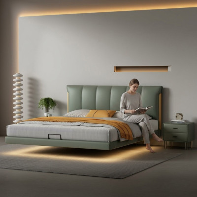 Grünes Wandbett Designer Schlafzimmer Betten Lederbetten Textilbetten