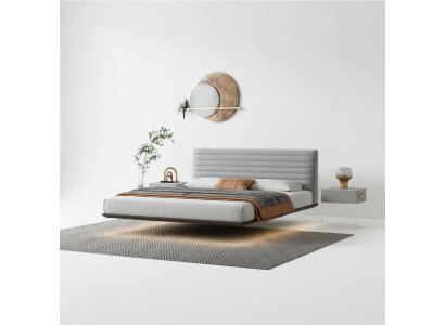 Graues Wandbett Designer Schlafzimmer LED-Betten Moderne Doppelbetten