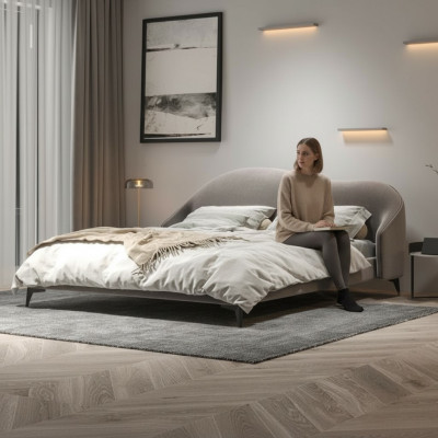 Graues Textilbett Schlafzimmer Betten Luxus Doppelbetten Stilvolle Möbel