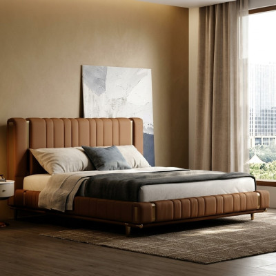 Braunes Doppelbett Luxus Schlafzimmer Bett Moderne Betten Holzgestell