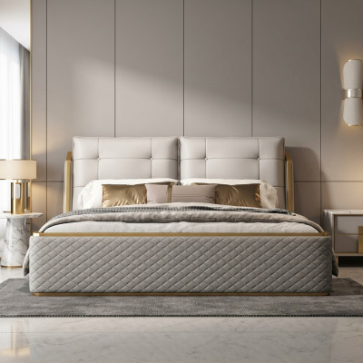 Designer Weißes Schlafzimmer Bett Luxus Doppelbetten Holzgestell Modern