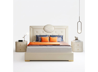 Großes Weißes Schlafzimmer Doppelbett Designer Holzgestell Modernes Bett