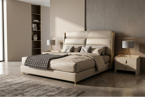 Hellbeiges Doppelbett Luxus Schlafzimmer Betten Modernes Bett Design