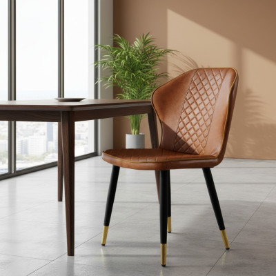 Brauner Esszimmer Stuhl Moderner 1-Sitzer Designer Einsitzer Lehnstuhl