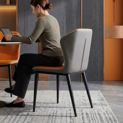 Schwarz-Oranger Esszimmerstuhl Designer Stühle Moderne Lehnstühle Neu