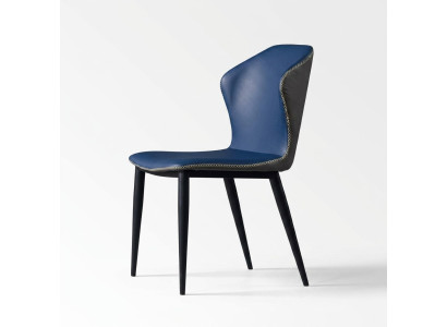 Schwarz-Blauer Esszimmerstuhl Holzfüße Stilvolle Kunstlederstühle Stuhl