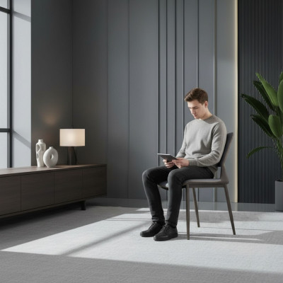 Grauer Esszimmerstuhl Designer 1-Sitzer Luxus Lehnstühle Einsitzer Neu