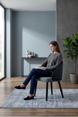 Blau-Grauer Einsitzer Luxuriöse Esszimmerstühle Design Esszimmer Stühle