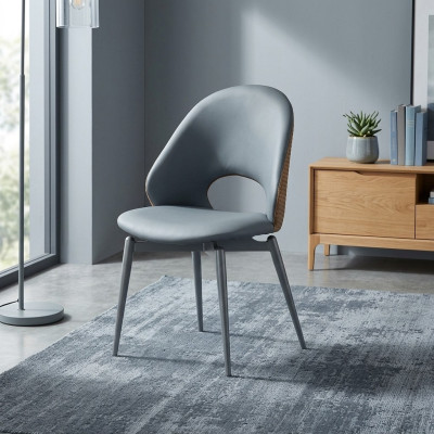 Grauer Einsitzer Designer Esszimmer Polsterstühle Luxus Holz Möbel Neu