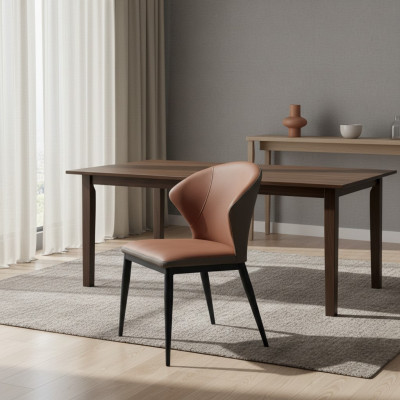 Esszimmer Schwarz-Brauner Stuhl Textil Einsitzer Designer Lehnstühle