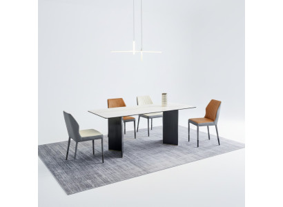 Weiße Tischplatte Designer Esszimmermöbel 4x Kunsteder Stühle Luxus Set