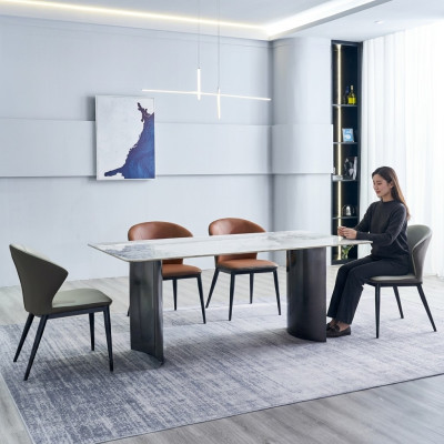 Esszimmer Möbel Weißer Esstisch 4x Kunstleder Stühle Luxus Einsitzer
