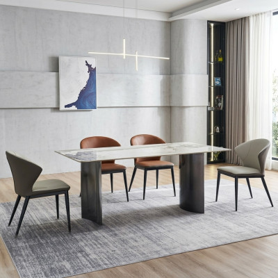 Esszimmer Möbel Weißer Esstisch 4x Kunstleder Stühle Luxus Einsitzer