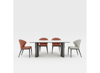 Esszimmer Möbel Weißer Esstisch 4x Kunstleder Stühle Luxus Einsitzer