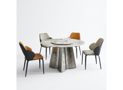 Moderne Essgruppe Designer Esstisch 4x Kunstlederstühle Luxus 5tlg Set