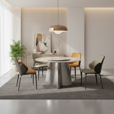 Moderne Essgruppe 6x Stühle Sitzgruppe Luxuriöser Esstisch 7tlg. Set