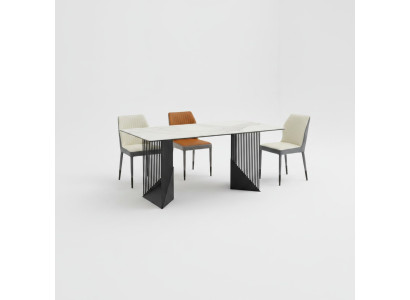 Essgruppe Esszimmertisch Designer 6x Kunstleder Stühle Esstisch 7tlg