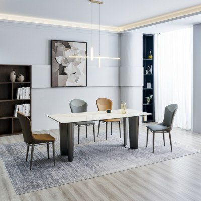 Esszimmergarnitur Stilvoller Esstisch Küchenstühle 4x Kunstleder Stühle