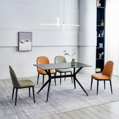 Esszimmer Set Designer Esstisch 4x Polsterstühle Edelstahl Möbel 5tlg