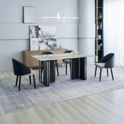 Edle Esszimmer Möbel Designer Esszimmer Tisch 6x Kunstleder Stühle 7tlg