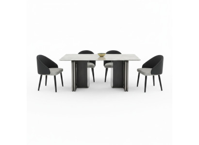 Edle Esszimmer Möbel Designer Esszimmer Tisch 6x Kunstleder Stühle 7tlg