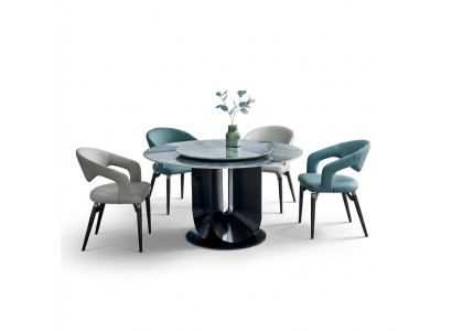 Moderne Essgruppe Designer Rundtisch 4x Stühle Esszimmergarnitur 5tlg