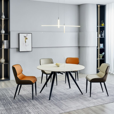 Esszimmer Möbel Luxus Rundtisch 6x Textilstühle Esszimmergruppe 7tlg