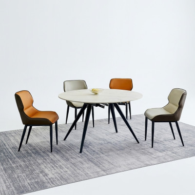 Esszimmer Möbel Luxus Rundtisch 6x Textilstühle Esszimmergruppe 7tlg