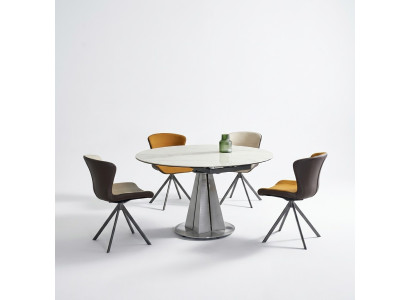 Moderne Essgruppe Designer Rundtisch Stilvolle 4x Kunstleder Stühle 5tlg