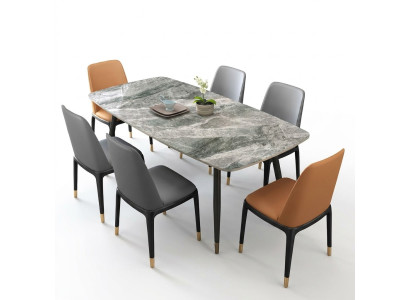 Luxuriöser Esstisch 6x Designer Kunstleder Stühle Stilvolle Essgruppe