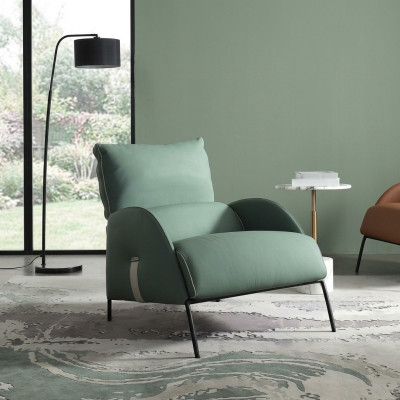 Designer Grüner Sessel Moderner Einsitzer Armsessel 1Sitzer Loungesessel