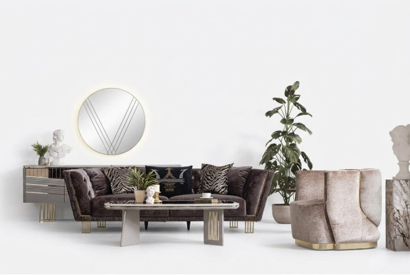 Stilvolle Couchgarnitur Dreisitzer + Sessel Luxus Wohnzimmer Sitzmöbel