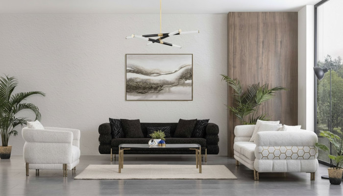 Couchgarnitur 3+3+1 Sitzer Luxus Sessel Wohnzimmer Garnitur Sofas 3tlg