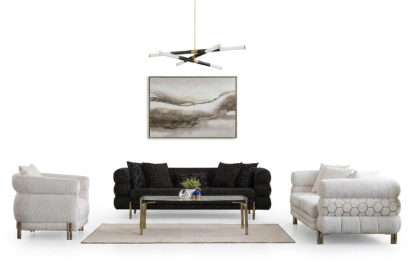Couchgarnitur 3+3+1 Sitzer Luxus Sessel Wohnzimmer Garnitur Sofas 3tlg
