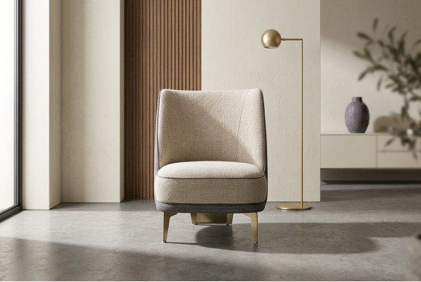 Grau-Beiger Sessel Designer Einsitzer Armsessel Wohnzimmer 1-Sitzer Neu