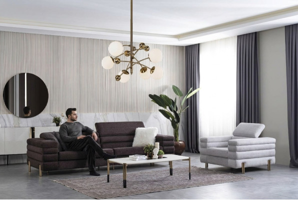 Wohnzimmer Designer Sofagarnitur Viersitzer Luxus Lounge Sessel 2tlg