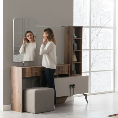 Moderner Schlafzimmer Holz Schminktisch Mit Spiegel Designer Luxus Möbel