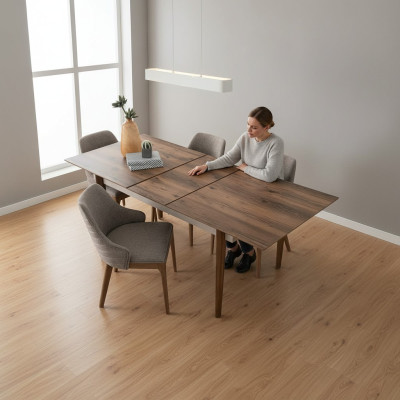 Komplette Esszimmer Garnitur Esstisch 4x Braune Polsterstühle 5tlg Set
