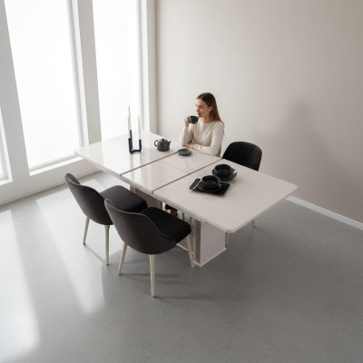 Esszimmer Möbel Weißer Esstisch Essgruppe Designer Stühle 5tlg Set Neu