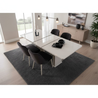 Esszimmer Möbel Weißer Esstisch Essgruppe Designer Stühle 5tlg Set Neu