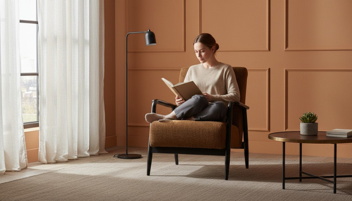 Brauner Wohnzimmer Sessel Lounge Einsitzer Stoffsessel Textil Möbel Neu