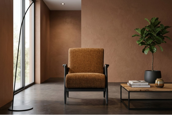 Brauner Wohnzimmer Sessel Lounge Einsitzer Stoffsessel Textil Möbel Neu