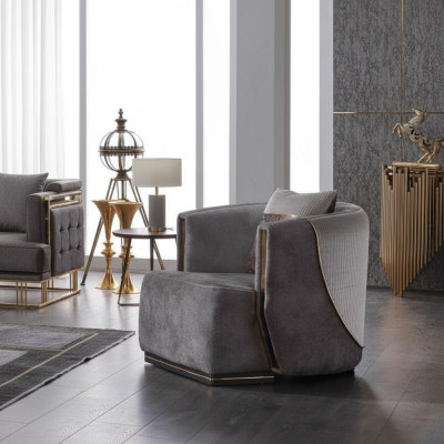 Designer Sessel Wohnzimmer Luxus Modern Sitz Textil Möbel Polstersessel